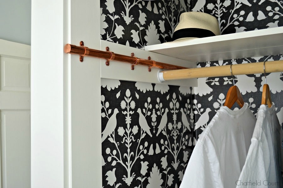 rod & knot design clothes rail made of copper and cotton rope 43.3 inches