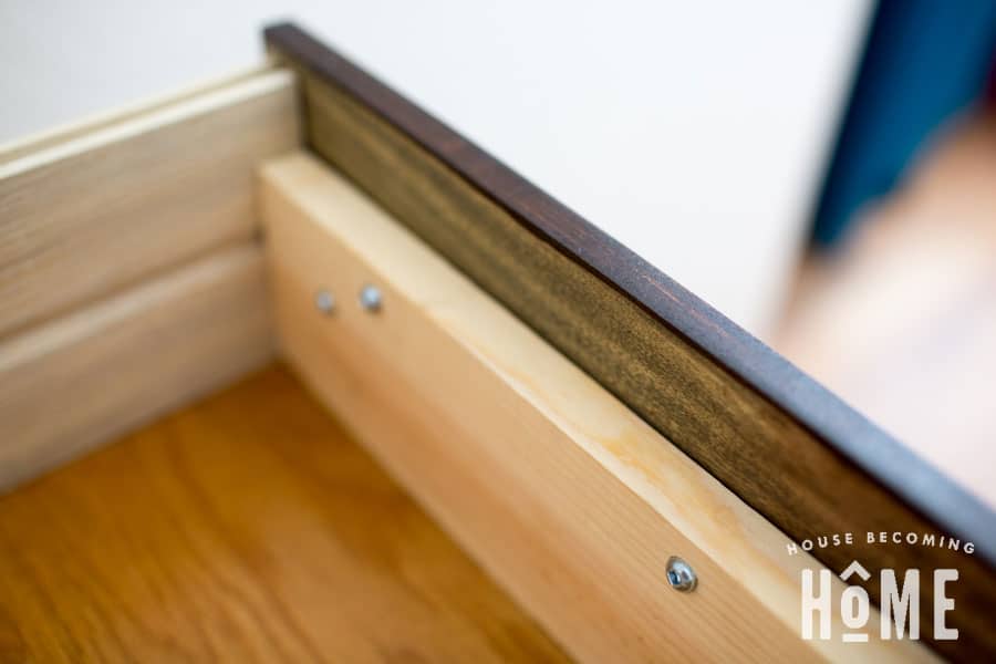drawer face attached with screws