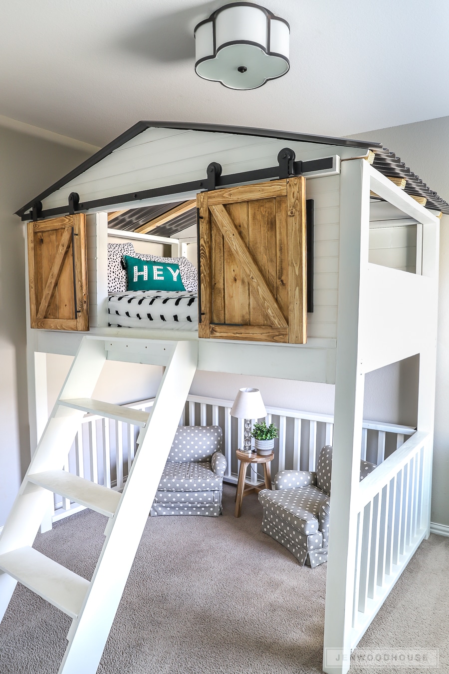 How To Build A Diy Sliding Barn Door Loft Bed Full Size