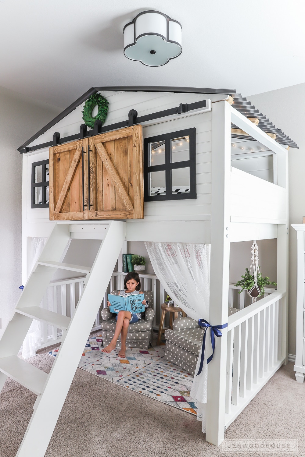 Build A Diy Sliding Barn Door Loft Bed, How To Build A Loft Bed With Stairs