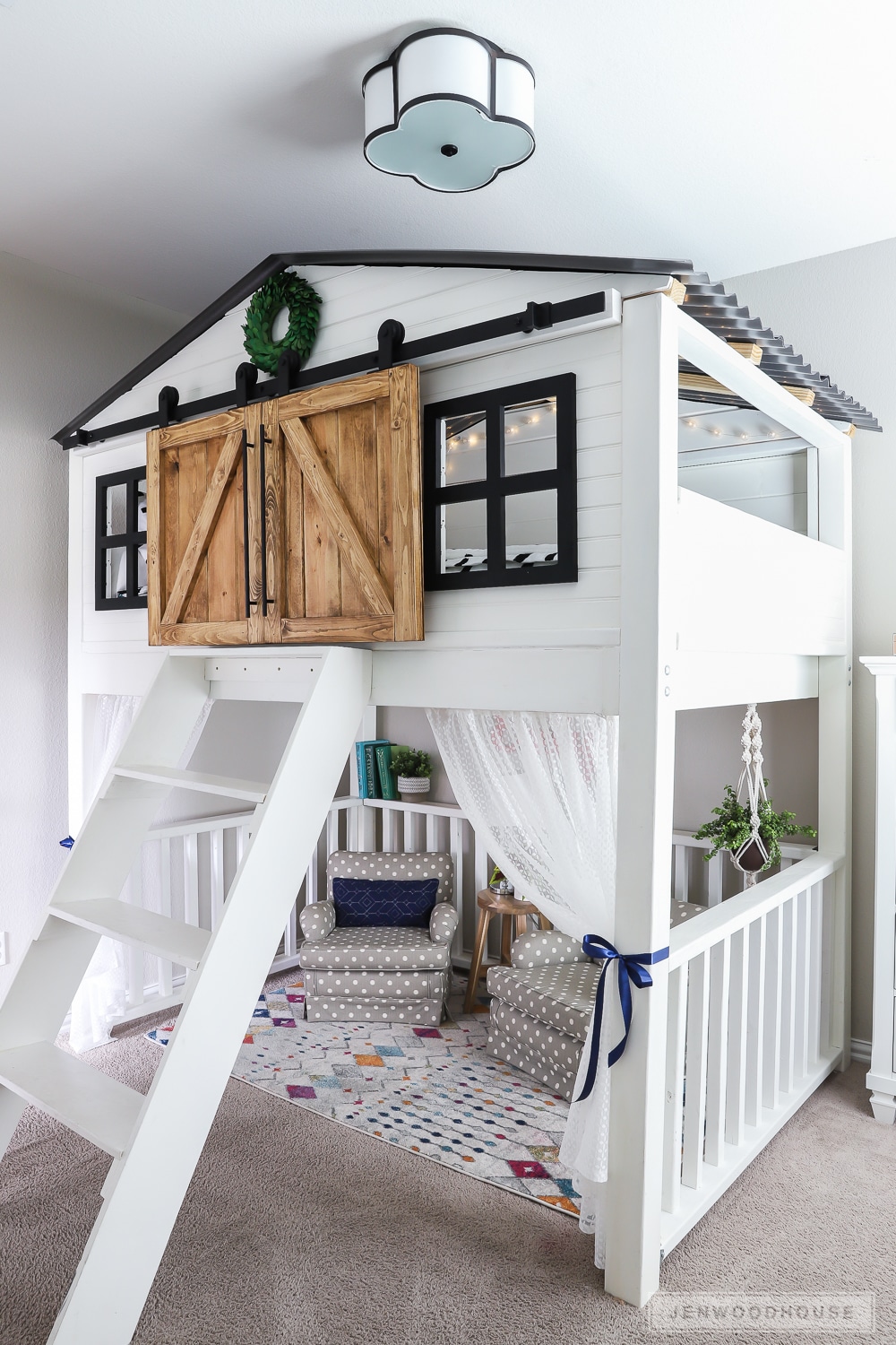 how to build a diy sliding barn door loft bed full size