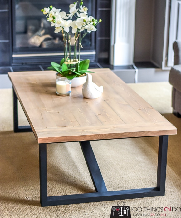 DIY Coffee table, Rustic Industrial coffee table, Restoration Hardware knock-off, easy coffee table, coffee table plans