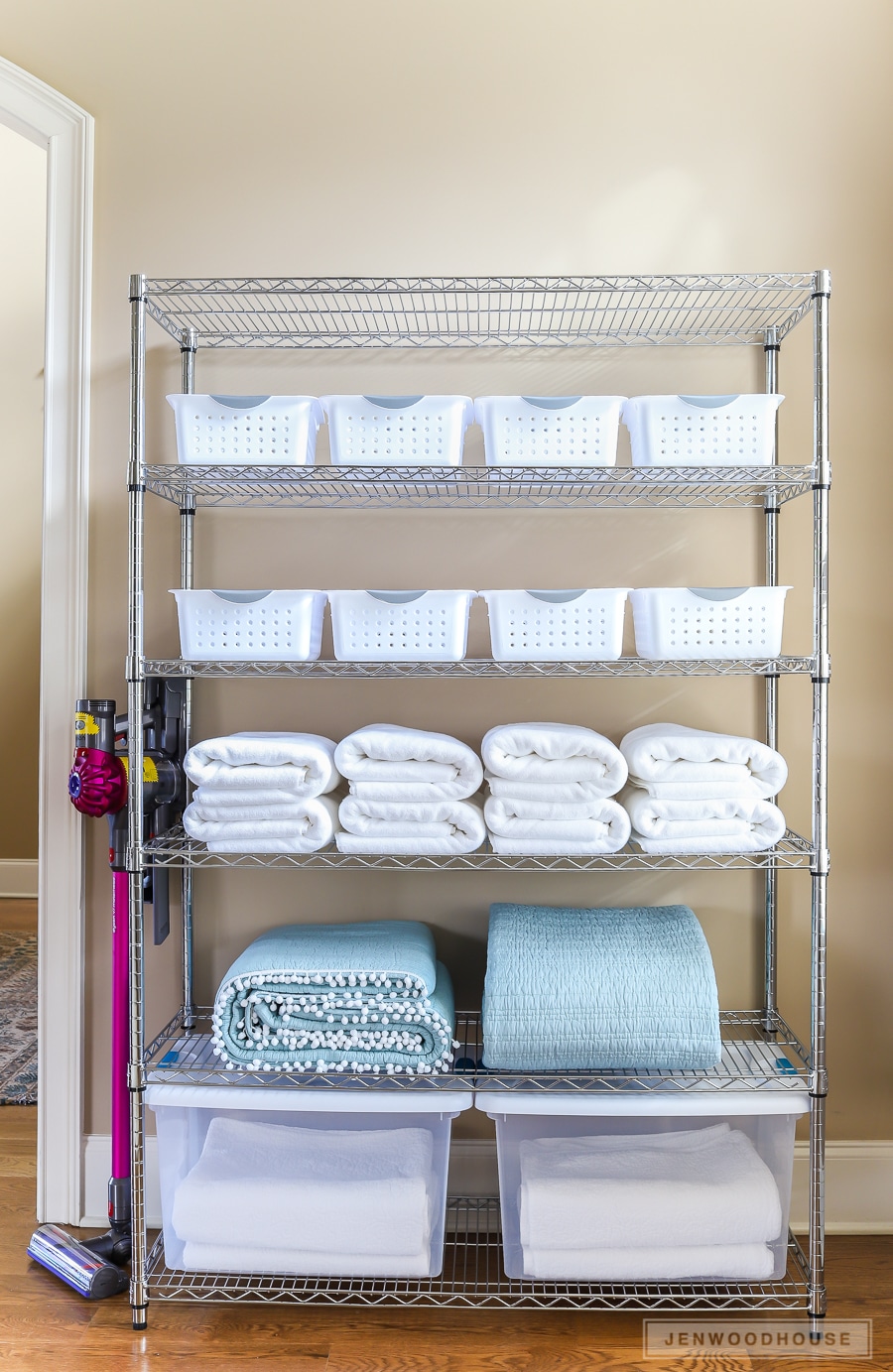 Laundry Room Makeover  DIY Shelves and Storage - Wanderlust Way