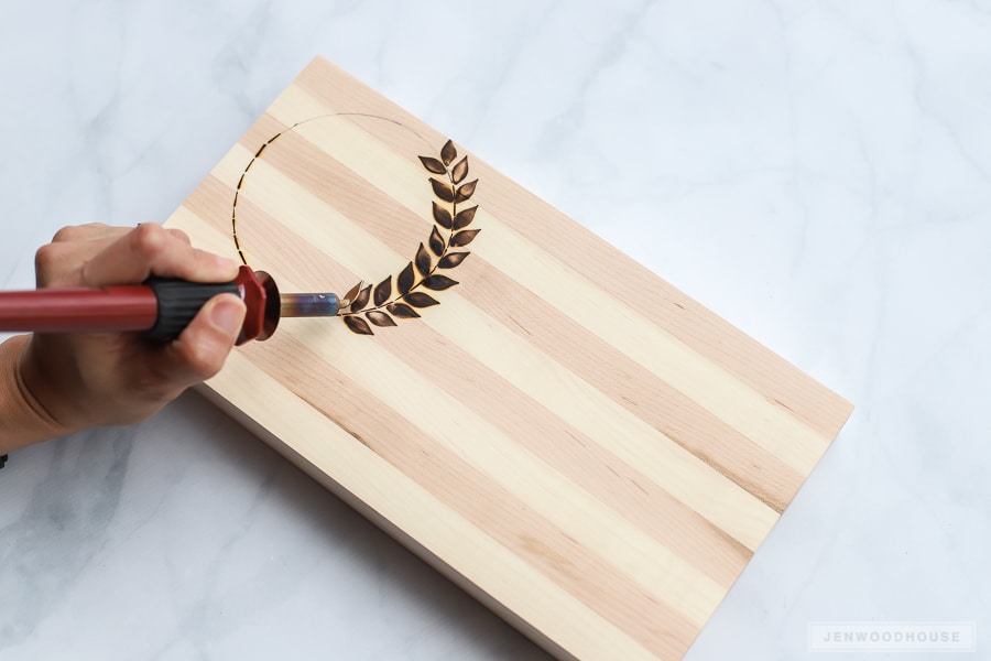 wood cutting board with initials