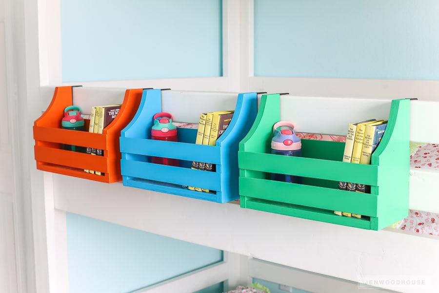 bunk beds with bookshelves