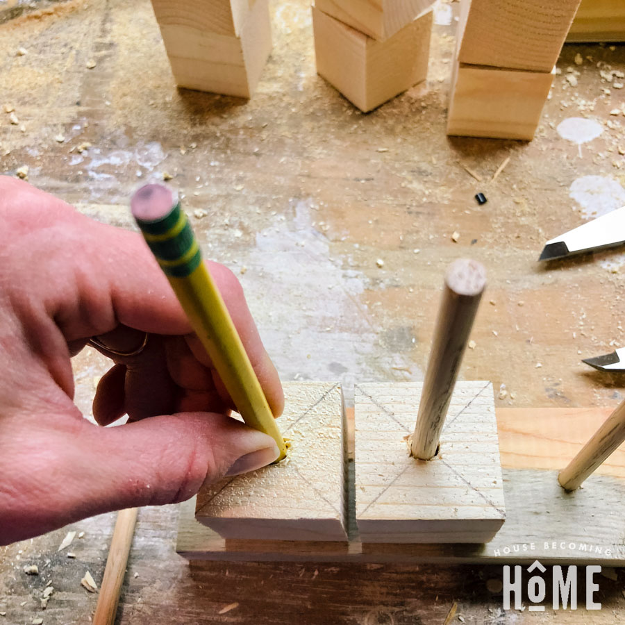 determining placement of dowels for scrap wood puzzle