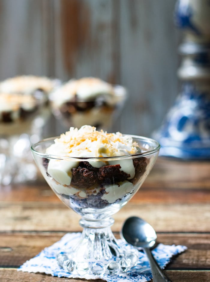 Brownie Trifle with Toasted Coconut