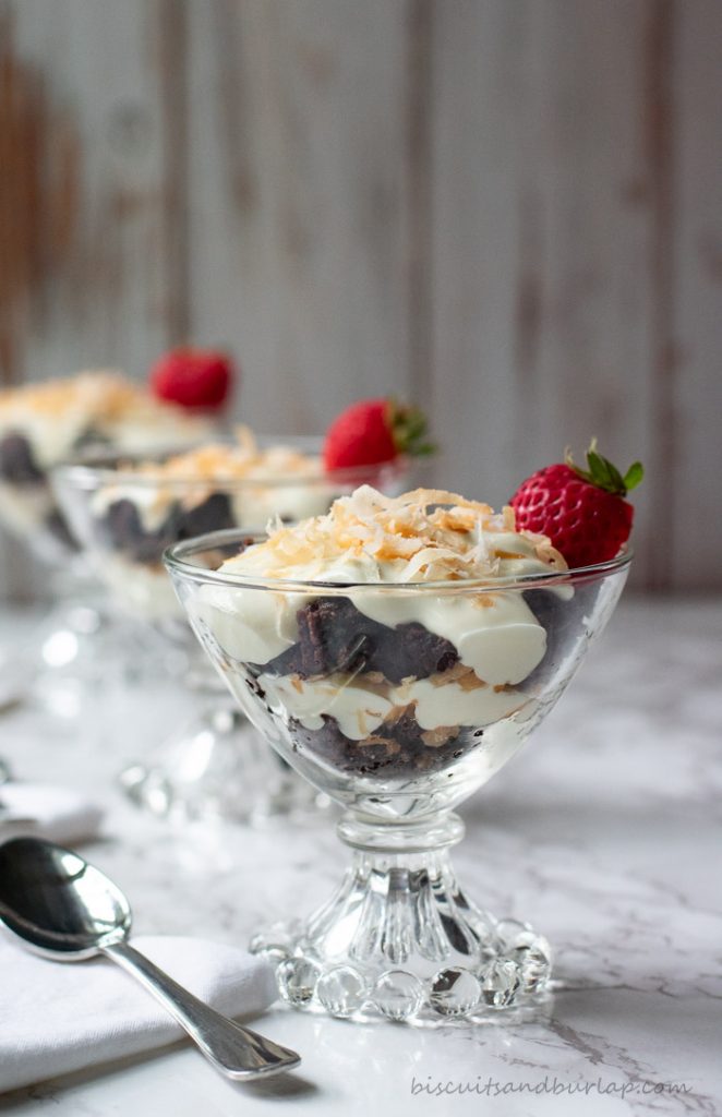 Brownie Trifle with Toasted Coconut