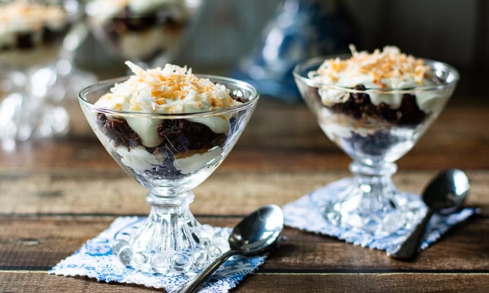 Brownie Trifle with Toasted Coconut