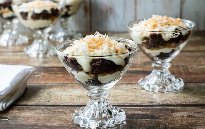 Brownie Trifle with Toasted Coconut