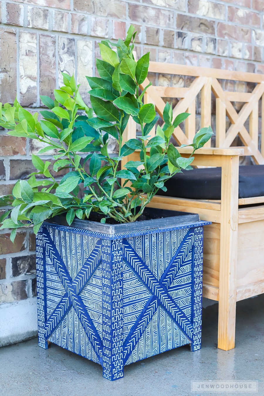 DIY hand painted mud cloth planter