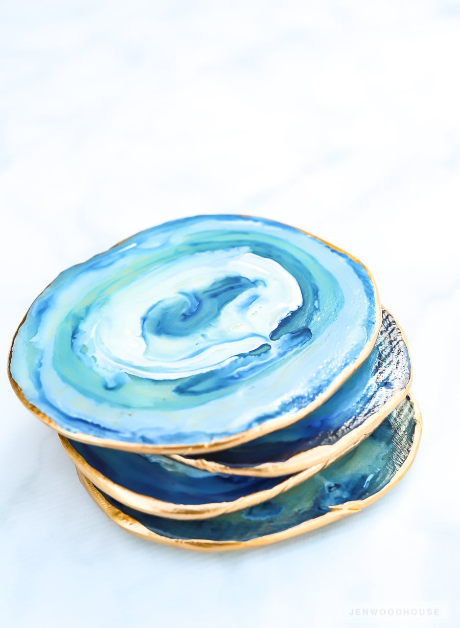 How To Make Faux DIY Agate Coasters With Polymer Clay and Acrylic