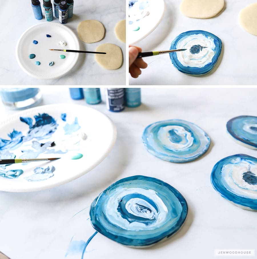 How to make faux agate slices with polymer clay and acrylic paint