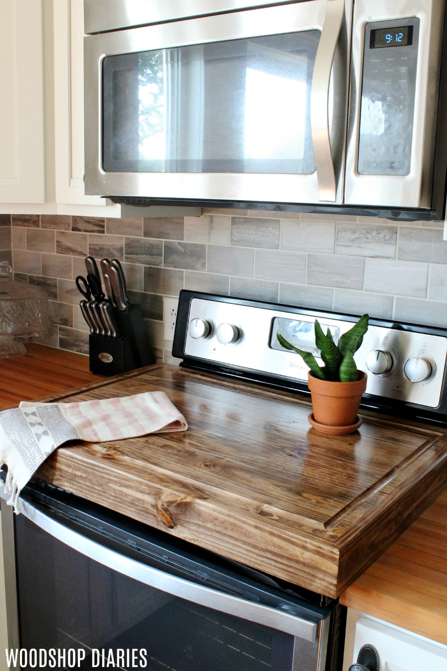 Make A Diy Wooden Stove Top Cover And Add More Counter Space To