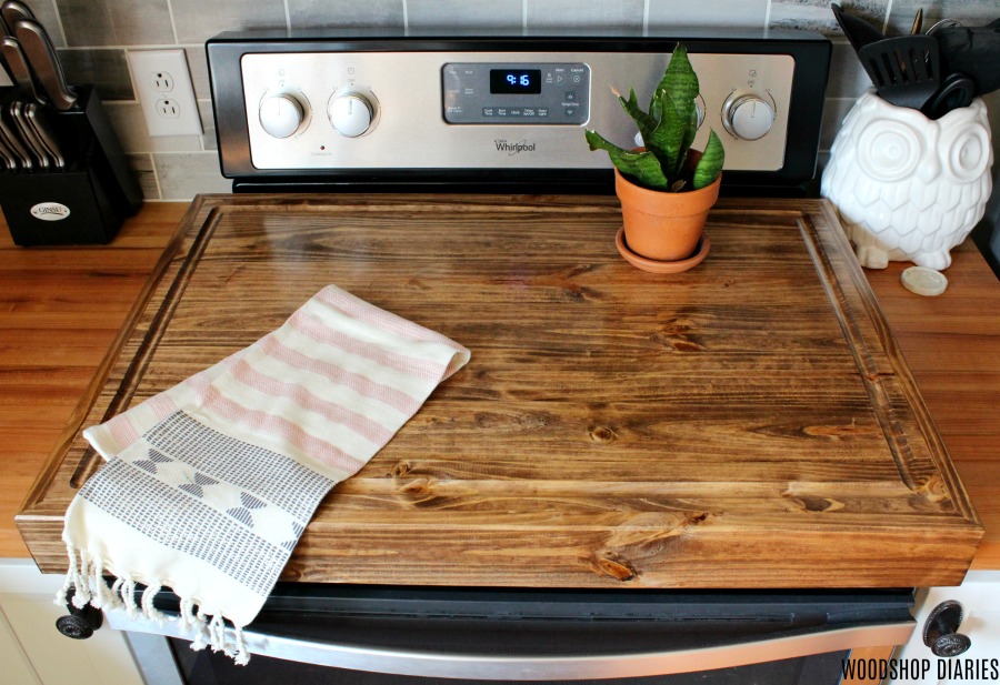 How To Make A Giant End Grain Cutting Board//Stove Top Cover From