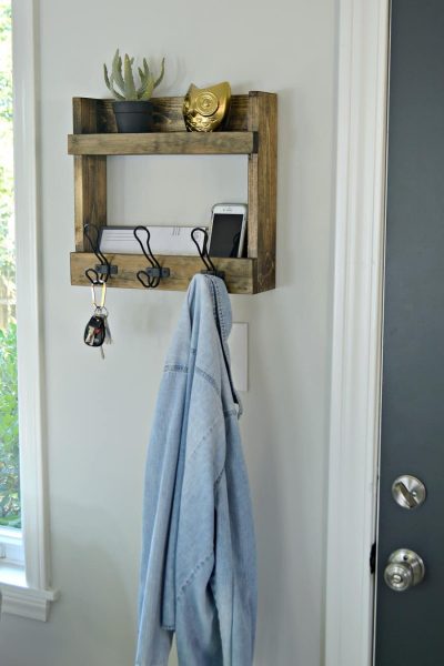 Rustic Wall Mounted Coat Rack with Shelves - Perfect for Small Space Solutions!