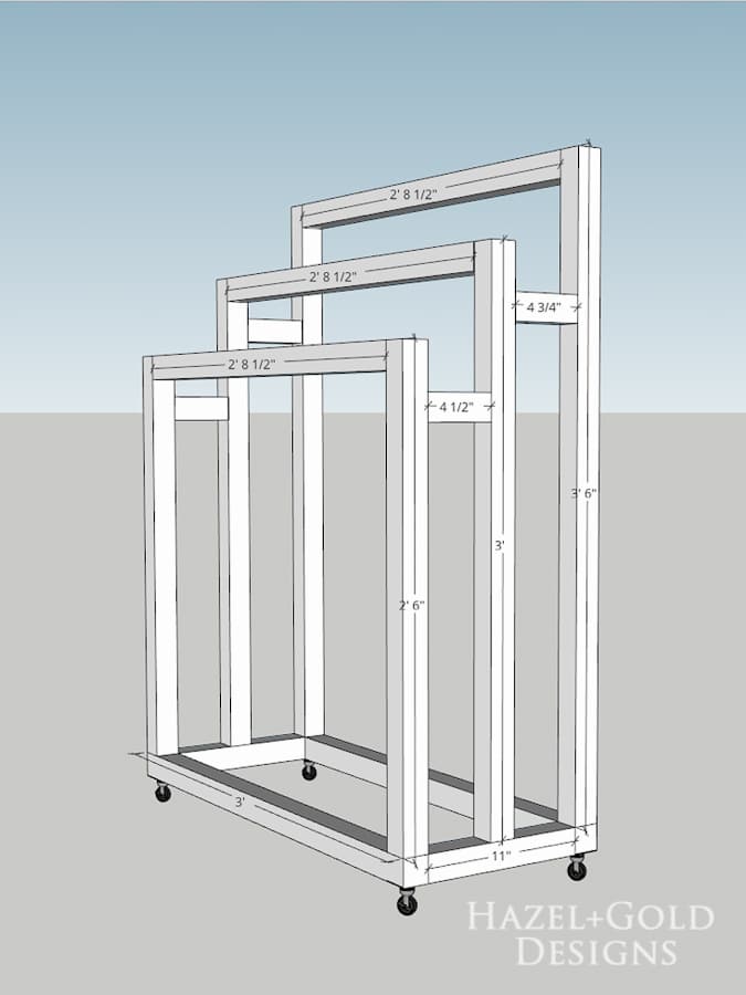 DIY Freestanding Towel Rack - Fully Assembled diagram