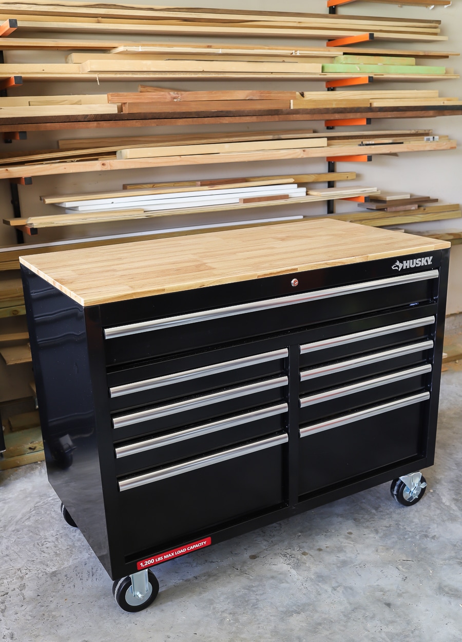 Husky toolbox store wood top