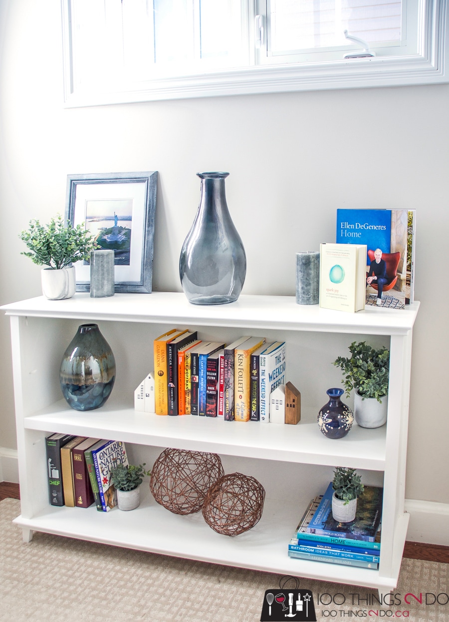 Small built store in bookshelf