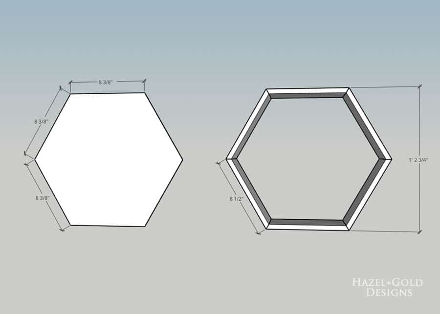 DIY Hexagon Shelf for Craft Storage- cut plywood to correct size to fit back