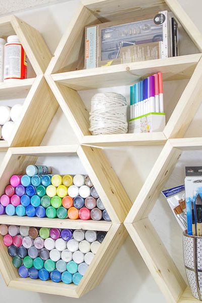 DIY Hexagon Shelf for Craft Storage- finished photo 1