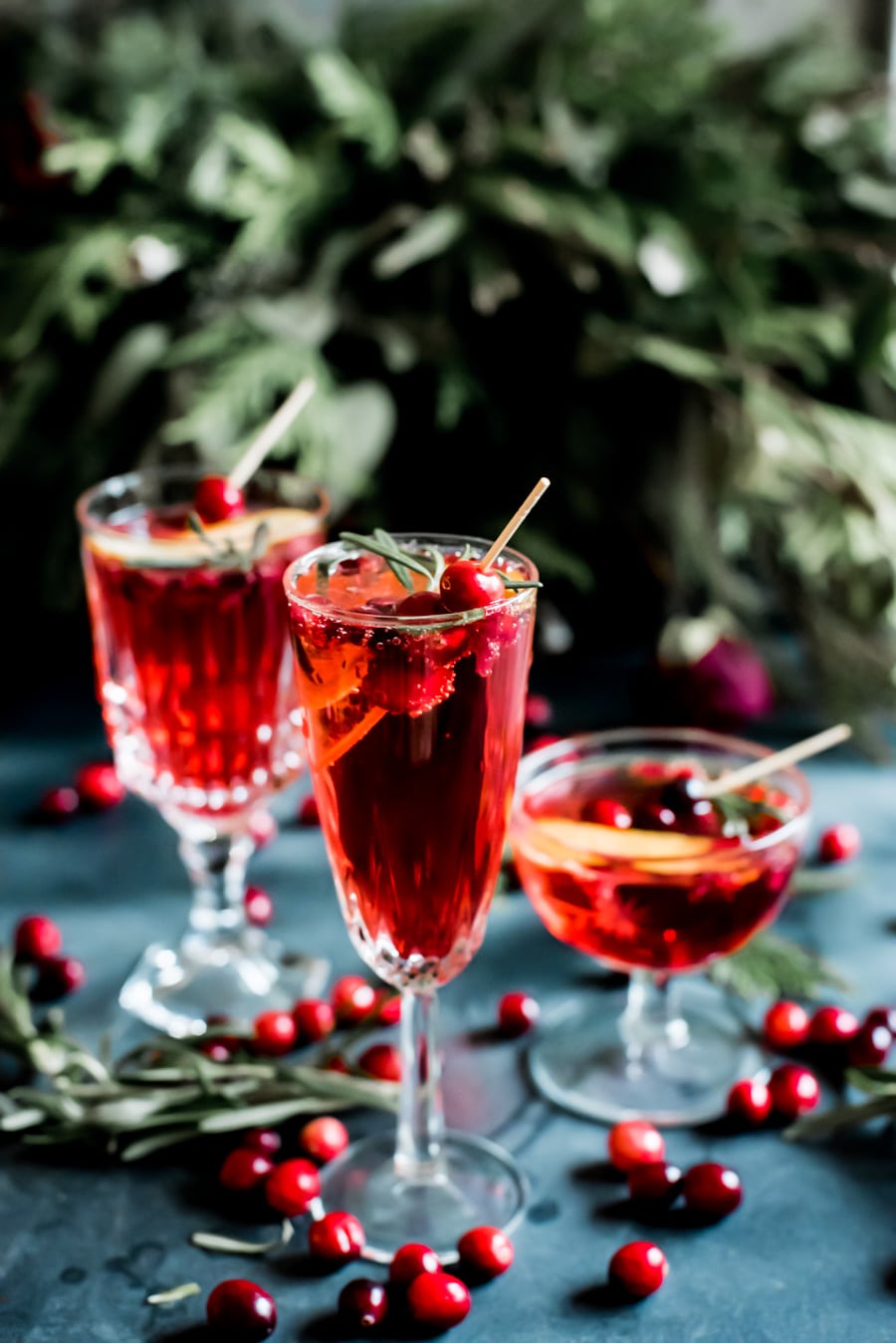 Christmas Mimosa Cocktail With Pomegranate Champagne, Cranberries