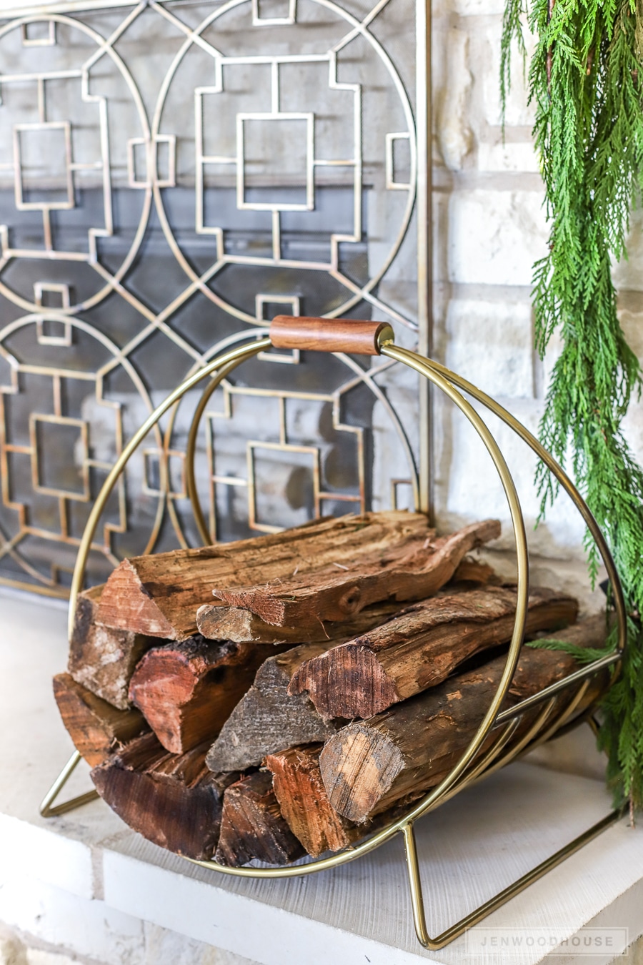 Modern fireplace log holder