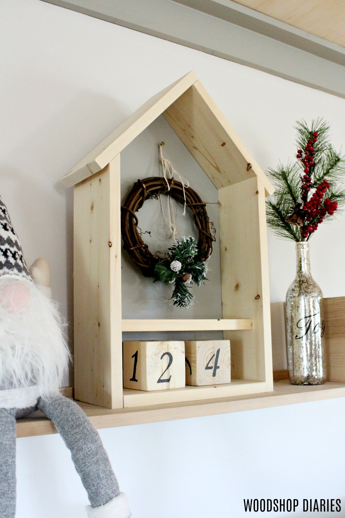 Christmas Countdown Calendar Number Wooden Blocks Tabletop Desk