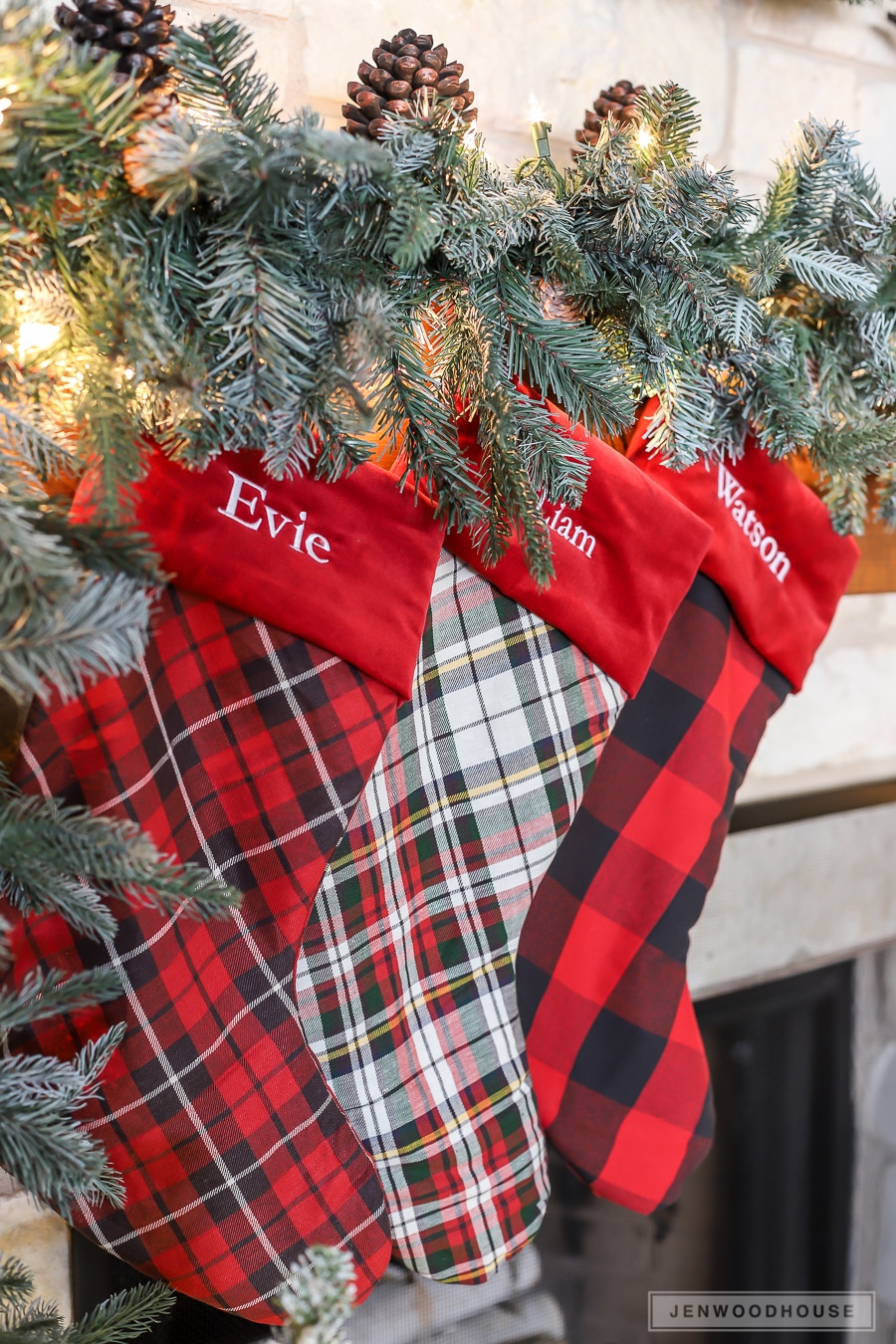 Rustic cozy cabin Christmas mantel