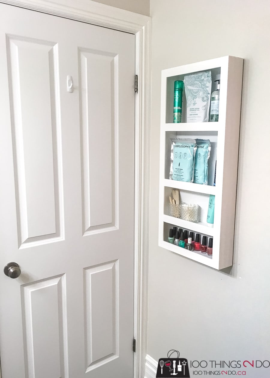 How to build a DIY Behind the Door Bathroom Storage Shelf