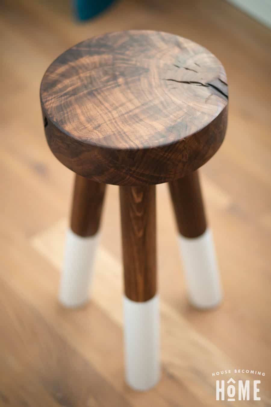 How to make a DIY walnut dip-dyed stool