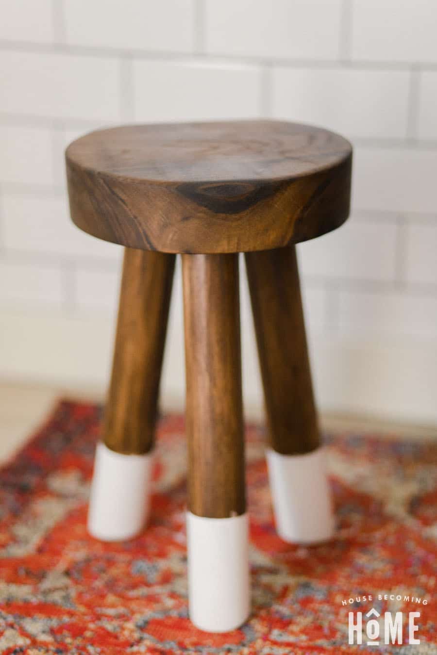 How to make a DIY walnut dip-dyed stool