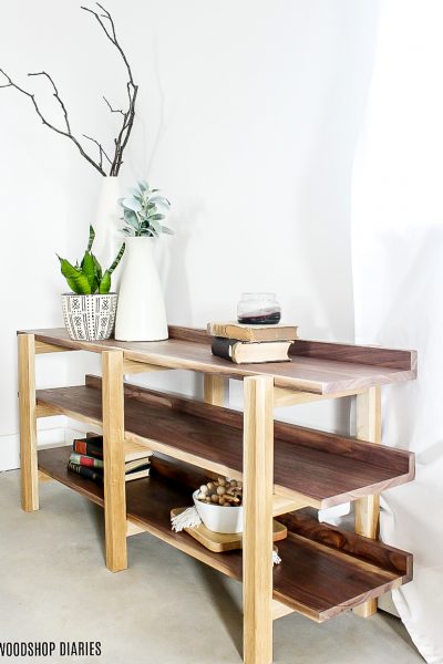 How to build a DIY triple shelf console table for less than $100!