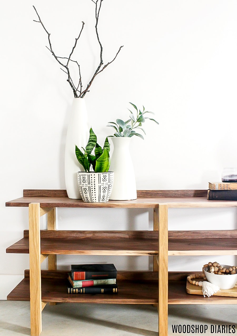 DIY triple shelf console stacked console