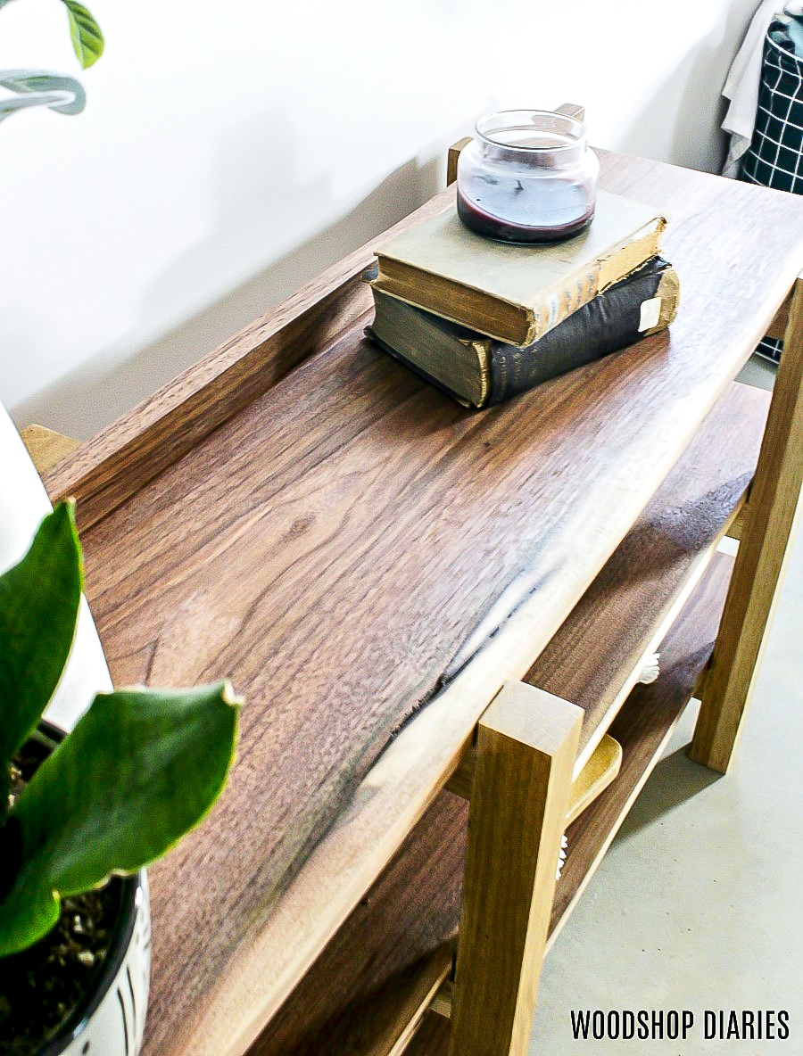 DIY Stacked Console walnut and white oak