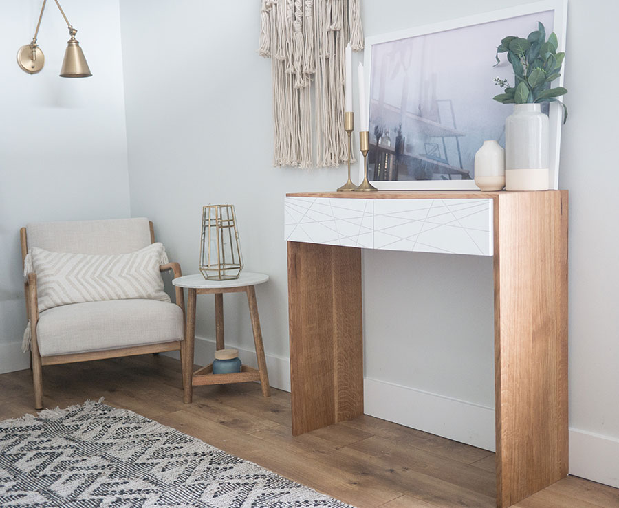 How to build a DIY waterfall console table out of white oak and poplar