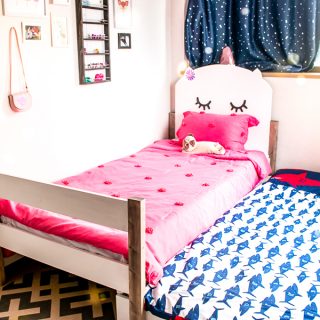 How to make a DIY kids headboard and twin size trundle bed - cute kids bed! Plans by Jen Woodhouse
