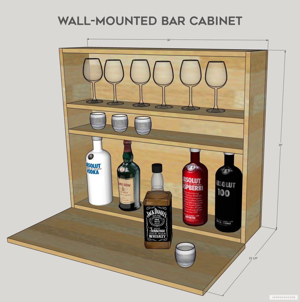 How To Build A Diy Wall Mounted Bar Cabinet, Hanging Bar Cabinet For Home