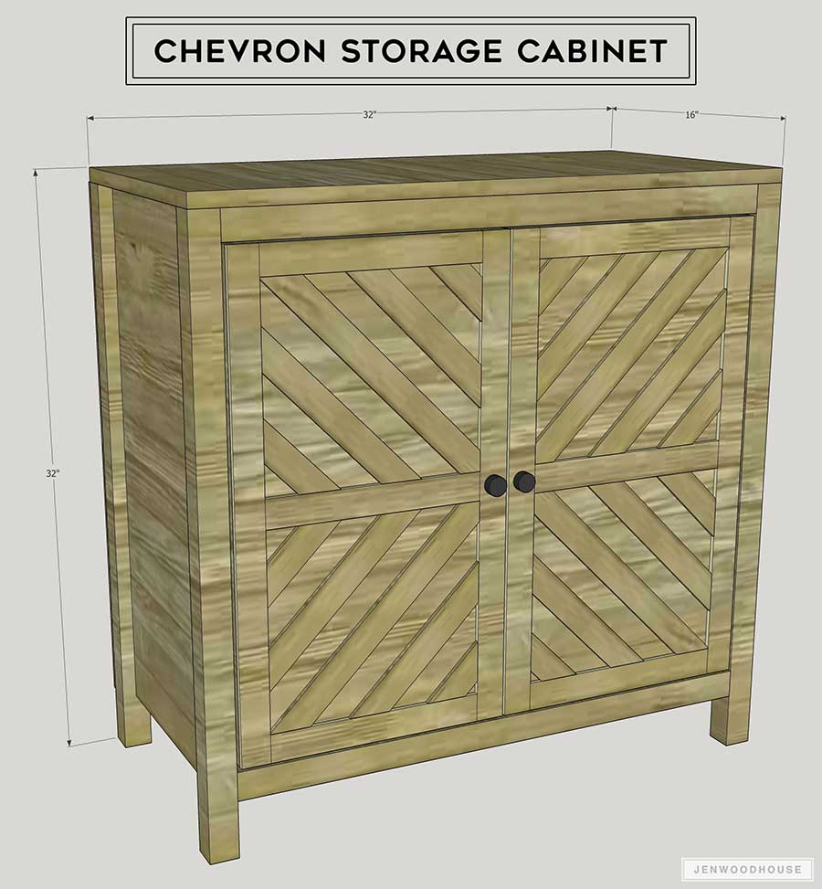 How to build a DIY Chevron Storage Cabinet - Free plans!