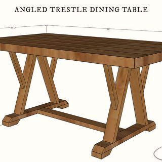 How to build a DIY dining table with angled trestle legs - free plans!