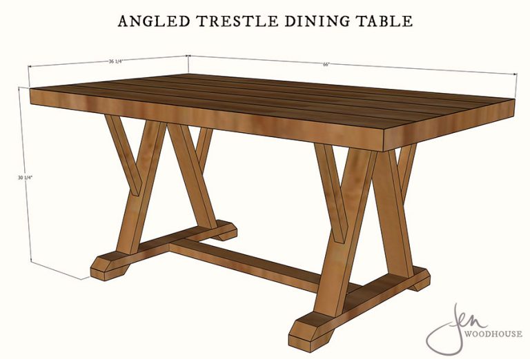 DIY Angled Trestle Dining Table Plans