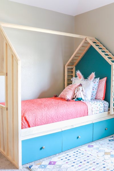 DIY Kids House Bed with Storage