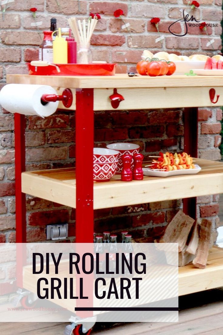 Rolling Grill Side Cart with Storage - Houseful of Handmade