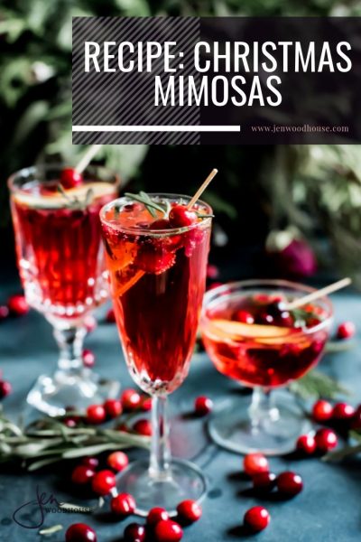 Christmas Mimosa Cocktail With Pomegranate Champagne, Cranberries