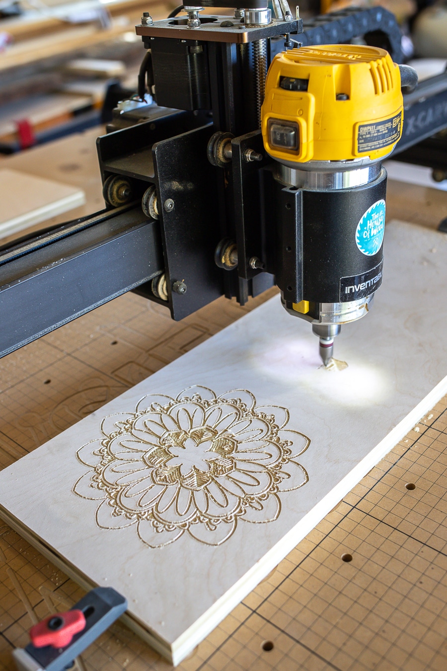 Inventables X-carve carving a drawer face
