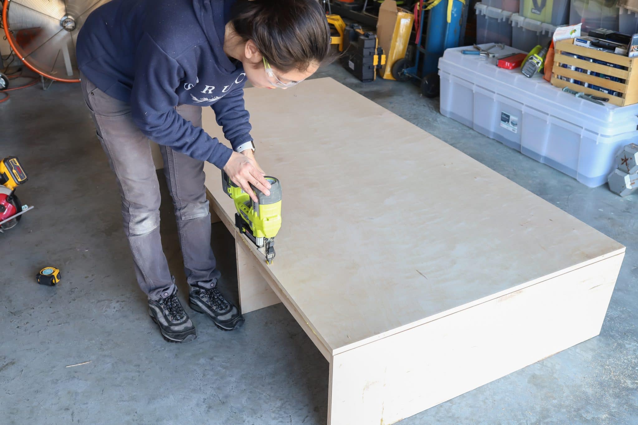 DIY kids platform bed with storage drawers