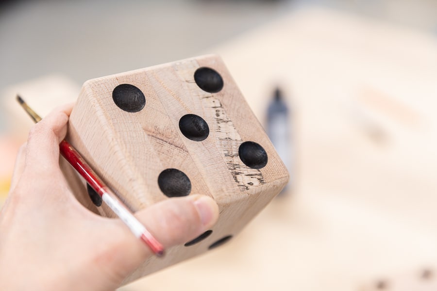 How to make a DIY wood dice set for Yahtzee