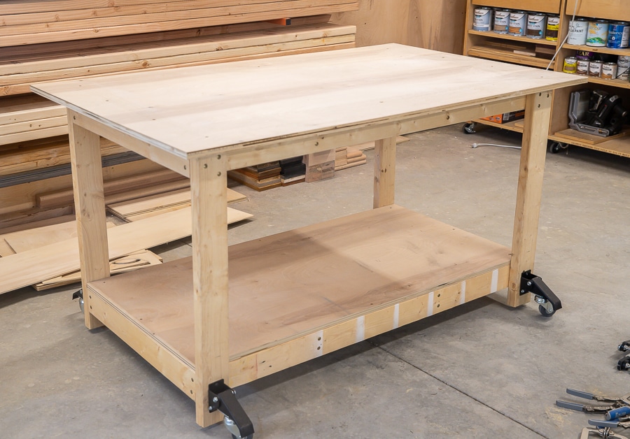How to build an easy DIY simple mobile workbench from scrap wood