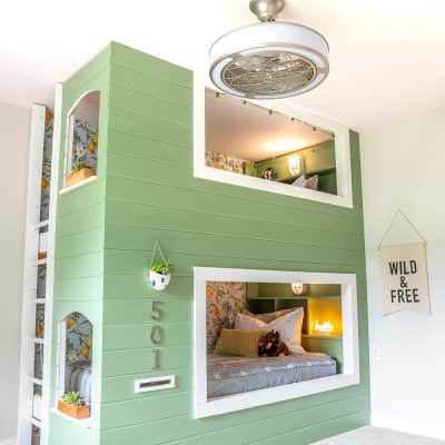 How to build a DIY built-in bunk bed for kids (with storage shelves!)