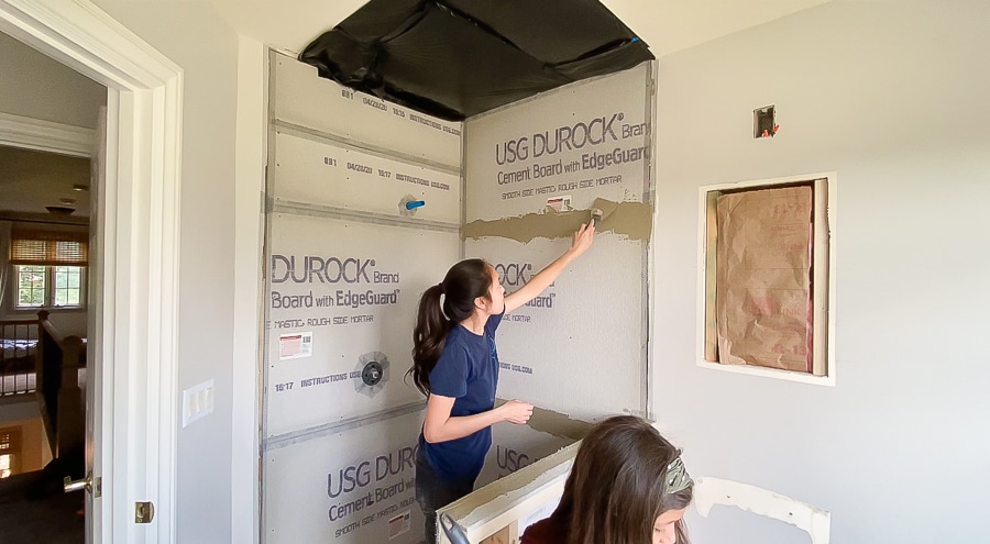 Guest Bathroom Renovation - Shower Pan, Pony Wall, and Waterproofing!